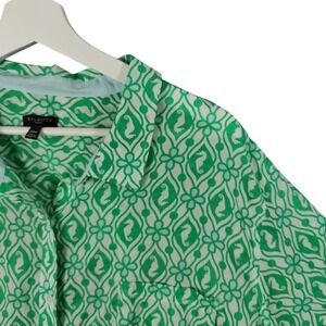 Talbots Woman 24W Green Seahorse Long Sleeve Button Top Coastal Novelty Resort